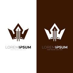 Crown logo and arrow design combination, luxury logo template