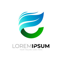 Letter E logo with leaf design template, modern style logos