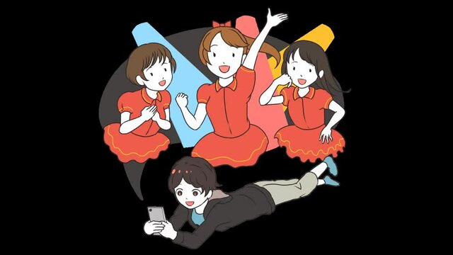 スマホゲームで遊ぶ男の子　アイドル系