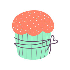  Easter cake isolated on white background. Easter cupcake. Vector flat illustration. 