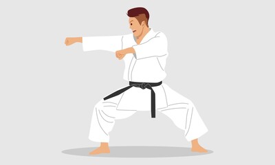 Karate fighter, flat design vector illustration
