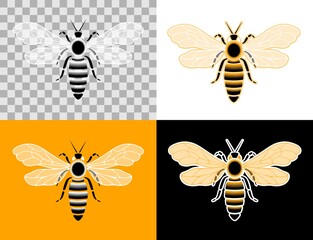 Honey Bee Pictogram. Designed in a flat style graphic set of pictograms, which are represented a honey bee insect.