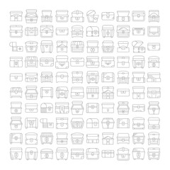 treasure chest icons set vector