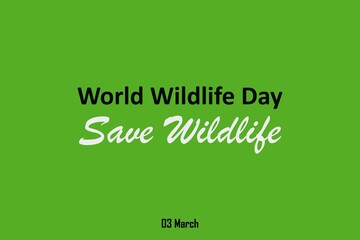 World Wildlife Day vector background. Save wildlife typography.&nbsp; Green background.&nbsp; 03 March International Wildlife day