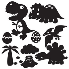 Dinosaur silhouette vector cartoon illustration