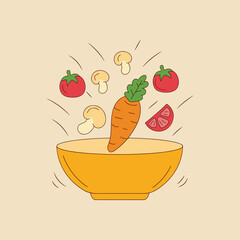 Vegetarian food colored line icon, simple vegetable food colored vector illustration 