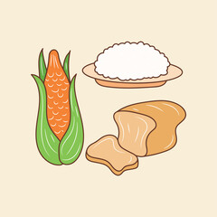 Carbohydrate Food colored line icon, simple grain food vector illustration   