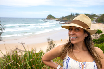Beautiful Colombian Woman wearing her summer hat