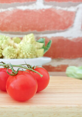 Freshness red tomatoes and cauliflower vegetable in the kitchen                    