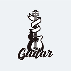 Guitar logo retro badge design