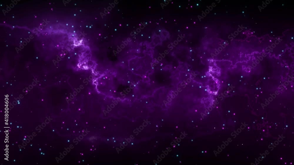 Poster abstract motion dark purple outer space nebula clouds with purple and blue twinkling light stars bac