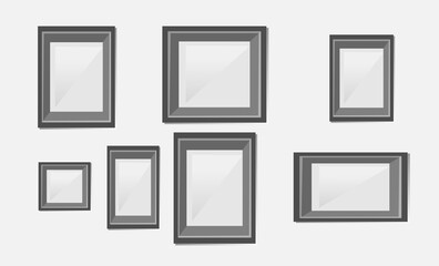 Vector photo frame set for templates, empty photo frame mock up