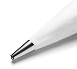 Pastry bag on white background, closeup