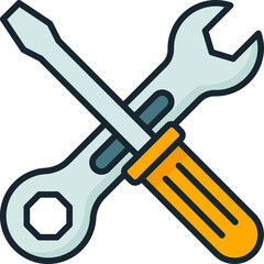Open end Wrenches and Slotted Screwdriver hand tool Concept Vector Color Icon Design, Motor Vehicle Service and automobile repair shop Symbol, Lorry spare parts Sign, auto mechanic stock illustration