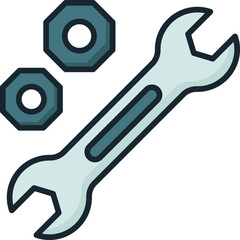 Open End Wrench with pair of bolt Concept Vector Color Icon Design, Motor Vehicle Service and automobile repair shop Symbol, Lorry spare parts Sign, auto mechanic stock illustration