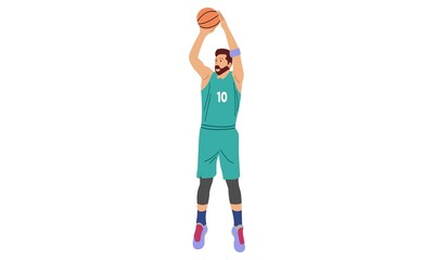 Man Playing Basketball. Design vector flat illustration