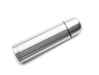 Modern thermos on white background
