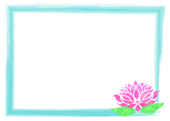水彩　ハス　水　フレーム