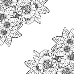 Mehndi flower decoration in ethnic oriental, indian style. doodle ornament. outline hand draw illustration. coloring book page.