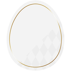たまご型のフレーム　ホワイト＆ゴールド　一部にダイヤパターン