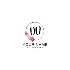 Letter OV Beautiful handwriting logo