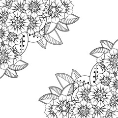 Fototapeta premium Mehndi flower decoration in ethnic oriental, indian style. doodle ornament. outline hand draw illustration. coloring book page.