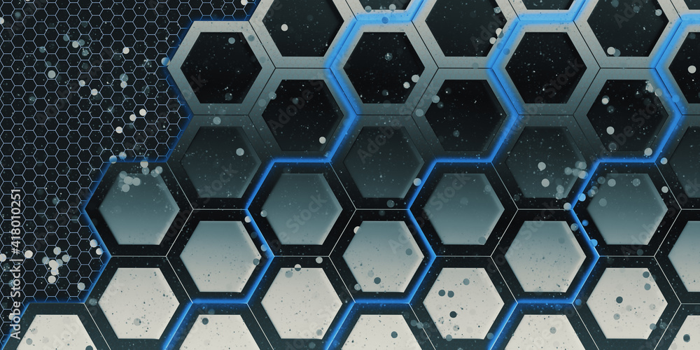 Poster hexagon nest glow light up hexagon frame glitter bokeh effect geometric abstract bokeh hexagonal ste