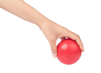 hand holding  Ball toy Isolated on White Background - 418010266