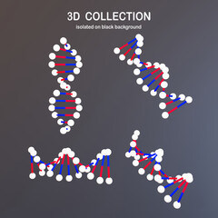 DNA (deoxyribonucleic acid) isolated on black background, Science equipment - 3D render