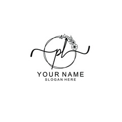 Letter PL Beautiful handwriting logo