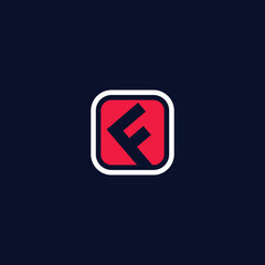 Letter f in square logo design