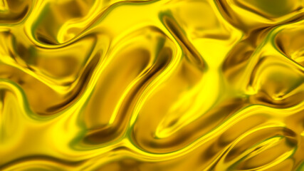 golden abstract three-dimensional background. surface with waves. 3d render illustration