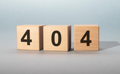 404 error inscription on wooden cubes