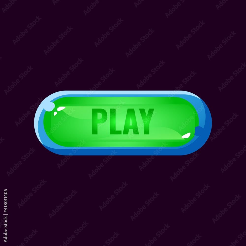 Aufkleber game ui rounded jelly play button with casual blue border for gui asset elements vector illustration