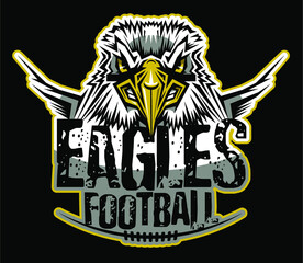 distressed eagles football team design with mascot and laces for school, college or league