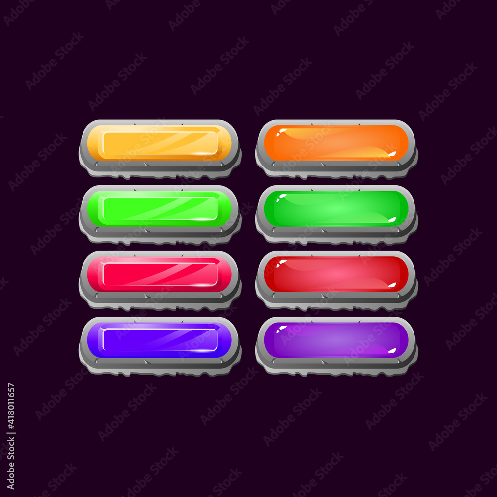 Aufkleber set of game ui rounded stone rock diamond and jelly colorful button for gui asset elements vector il