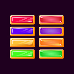 Set of game ui casual yellow diamond and jelly colorful button for gui asset elements vector illustration