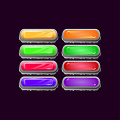 Fototapeta premium Set of game ui rounded stone rock diamond and jelly colorful button for gui asset elements vector illustration