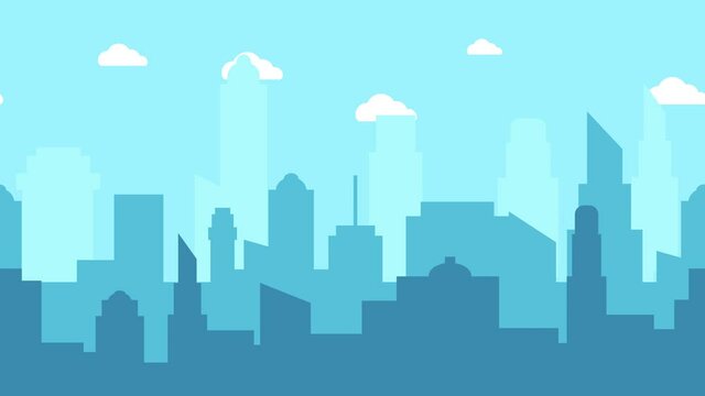 2D city animation background.blue Moving city background.