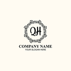 Letter QH Beautiful handwriting logo