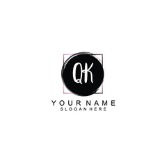 Letter QK Beautiful handwriting logo