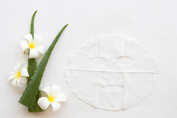 natural aroma sheet mask extract aloe vera essence face mask health care for skin face arrangement flat lay style on background black