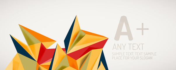 Vector triangle geometric backgrounds. Low poly 3d shape on light backdrop. Vector illustration for covers, banners, flyers and posters and other designs