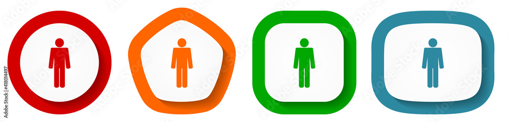 Poster Male, gender vector icon set, flat design buttons on white background for webdesign and mobile phone applications