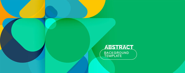 Flat geometric round shapes and dynamic lines, abstract background. Vector illustration for placards, brochures, posters and banners