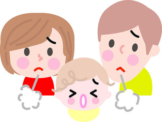 困っている三人家族