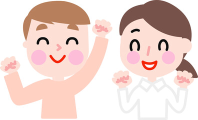 笑顔の成年男女