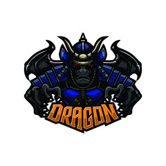 illustration vector graphic of samurai dragon perfect for e-sport team mascot and game streamer