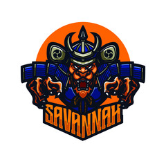 illustration vector graphic of samurai lion perfect for e-sport team mascot and game streamer