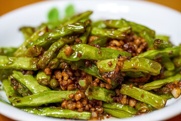 Classic Chinese cooking, stir-fried green beans